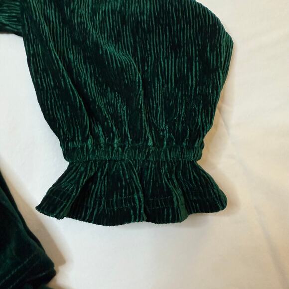 Velvet Renaissance Peasant Top Sz L Green Heavy Oversized Larp Ribbed Sleeve NWT - Picture 5 of 11